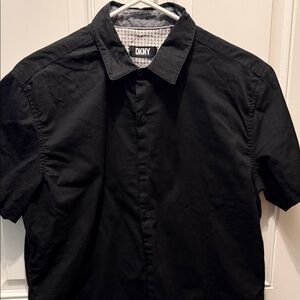 DKNY Men's Black Short-Sleeve Button-Down Casual Shirt